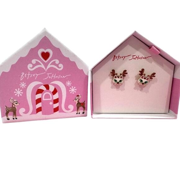 Betsey Johnson Cat/Reindeer Earrings - Picture 1 of 2